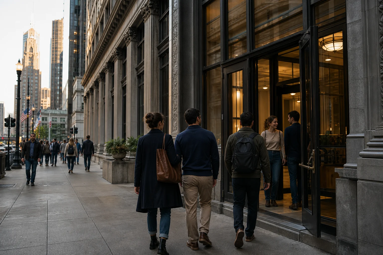 Visitors arriving at an urban ministry research and education center